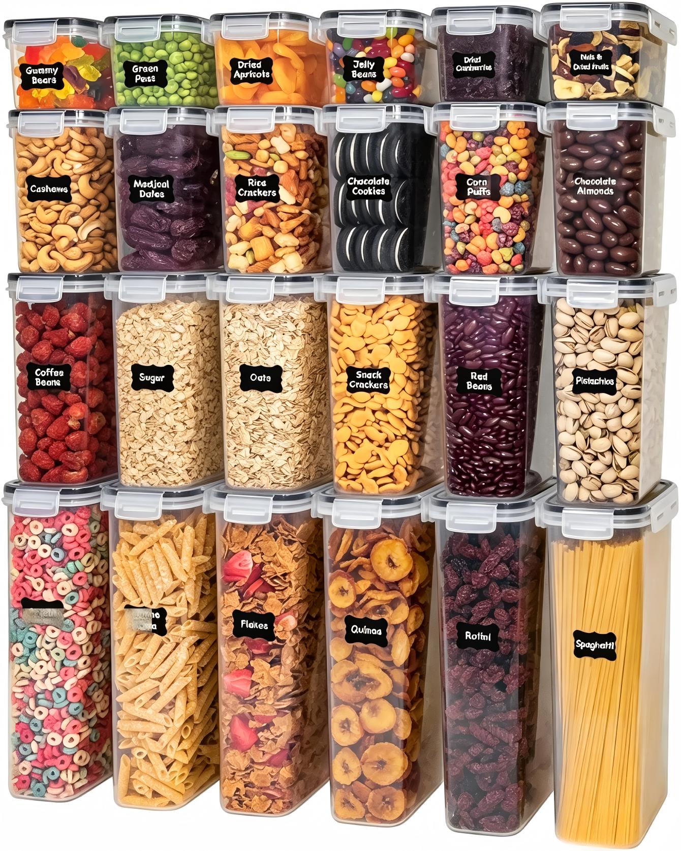Snacks Food Labels - 뚜껑이 있는 식품 보관 용기, 24개