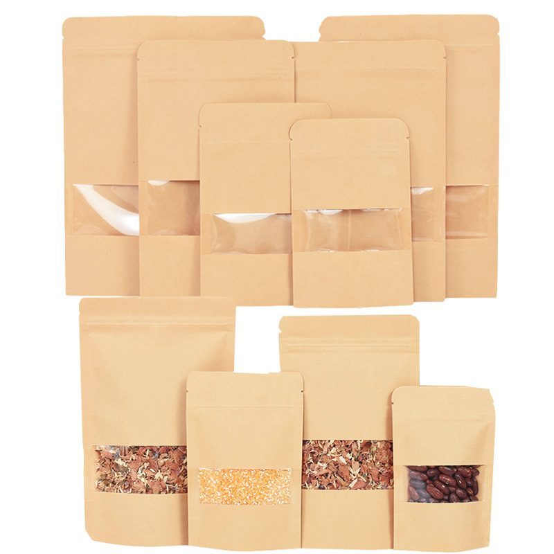 Food Snacks Candy - 20/50pcs 크래프트 종이 지퍼 잠금 가방