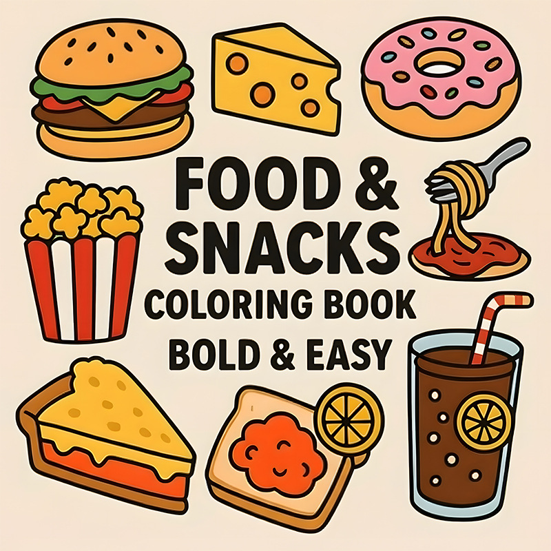 Food Snacks Coloring Book - 두꺼운 식품 및 간식 테마 색칠