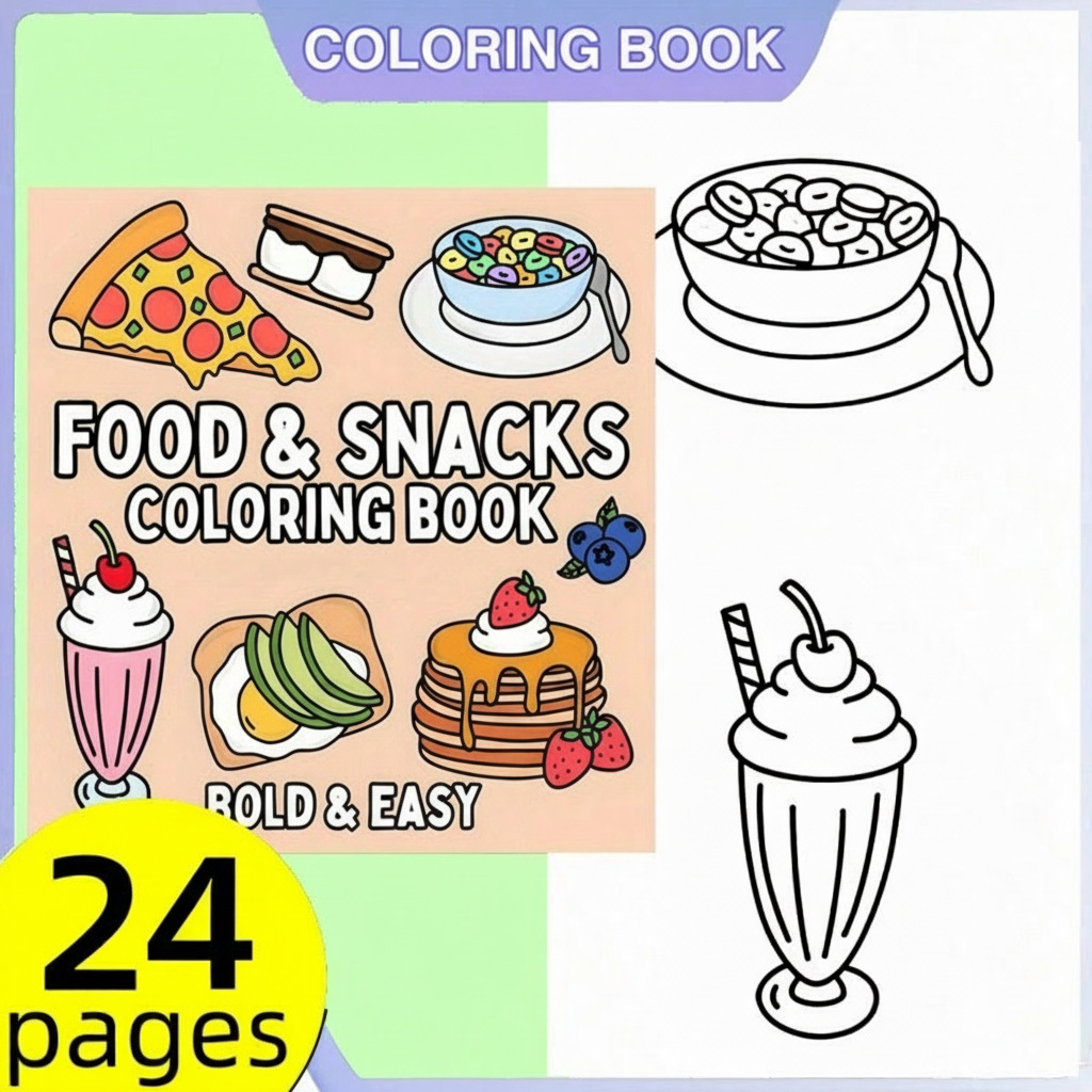 새로운 음식 & 간식 테마 색칠 공부 책, 성인용 그래 - Food Snacks Coloring Book 리뷰 및 가격