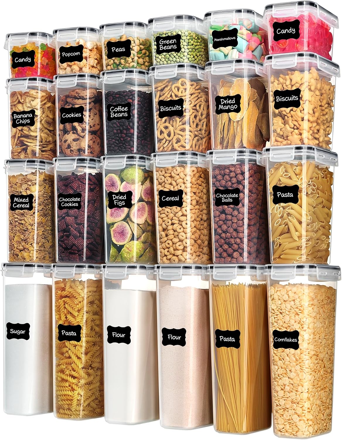 Vtopmart 밀폐형 식품 보관 용기(뚜껑 포함),  - Snacks Food Labels 리뷰 및 가격