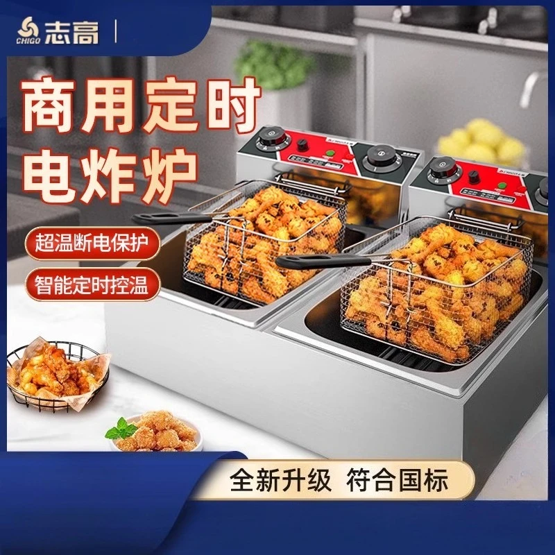 220V 치고 상업용 전기 튀김기 싱글/더블 탱크 치킨 - Snacks Food Stall 리뷰 및 가격