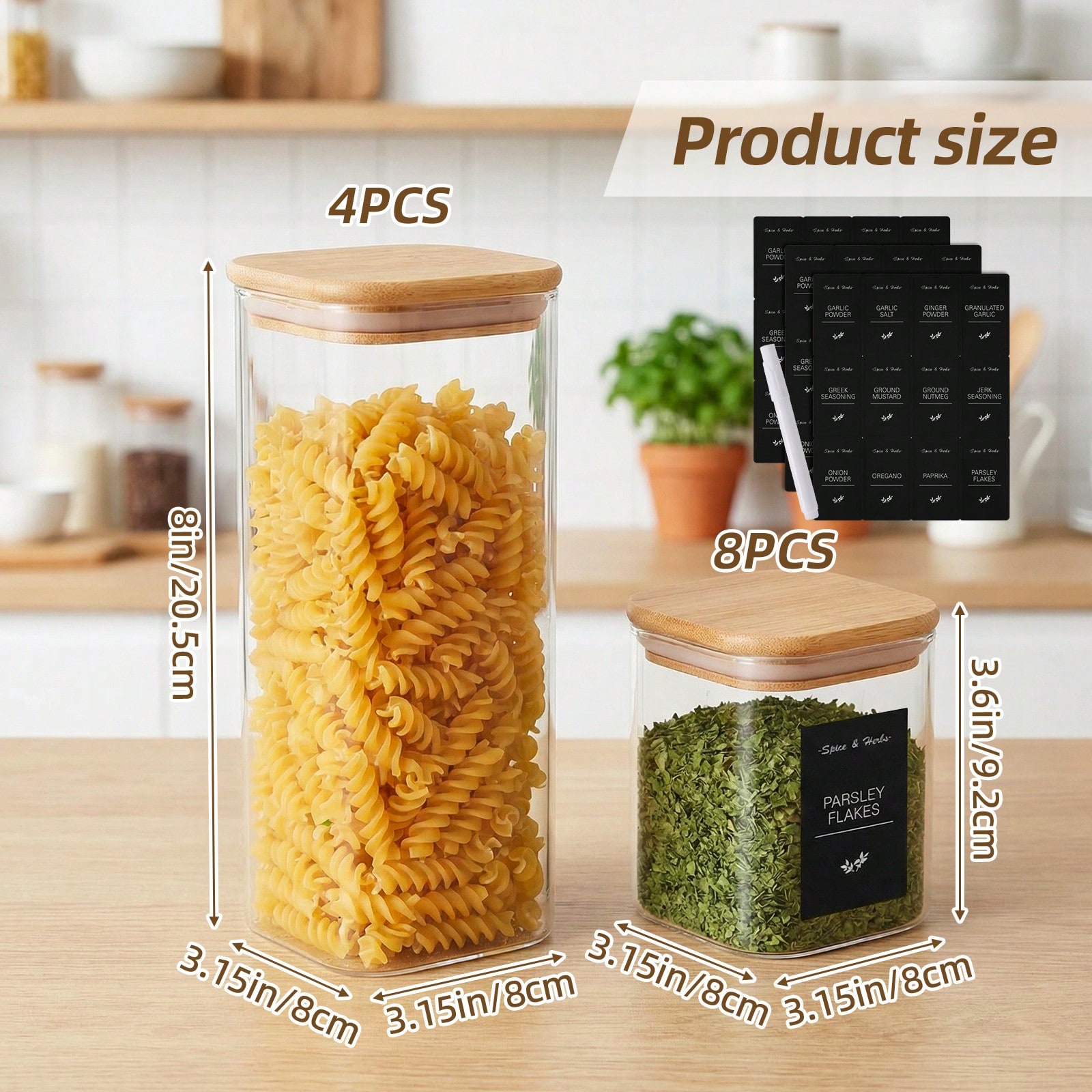 유리 밀폐용기 세트(대나무 뚜껑 포함) 12개, 2가지 - Snacks Food Labels 리뷰 및 가격