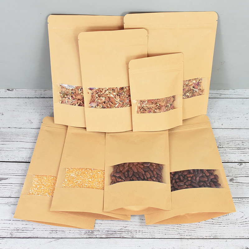20/50pcs 크래프트 종이 지퍼 잠금 가방 창 음식 - Food Snacks Candy 리뷰 및 가격
