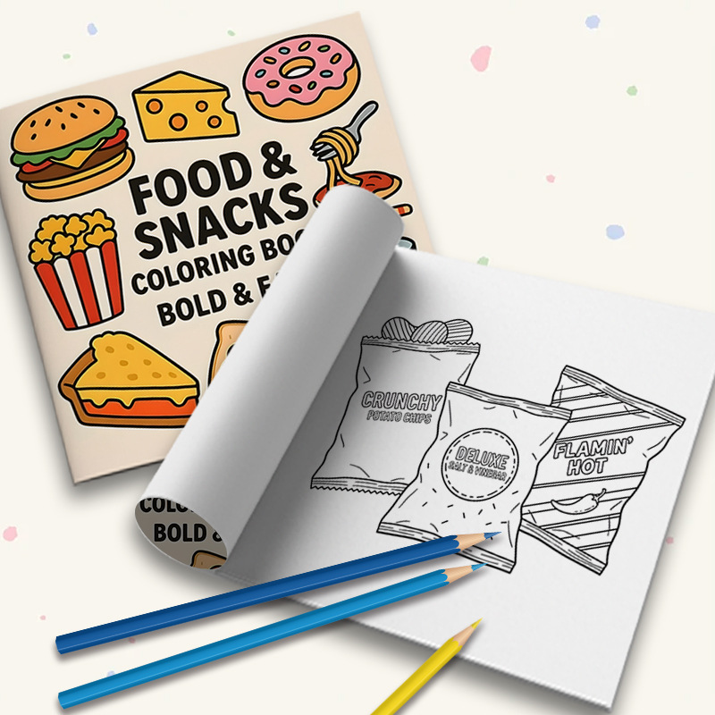두꺼운 식품 및 간식 테마 색칠 공부 책, 번짐 방지  - Food Snacks Coloring Book 리뷰 및 가격