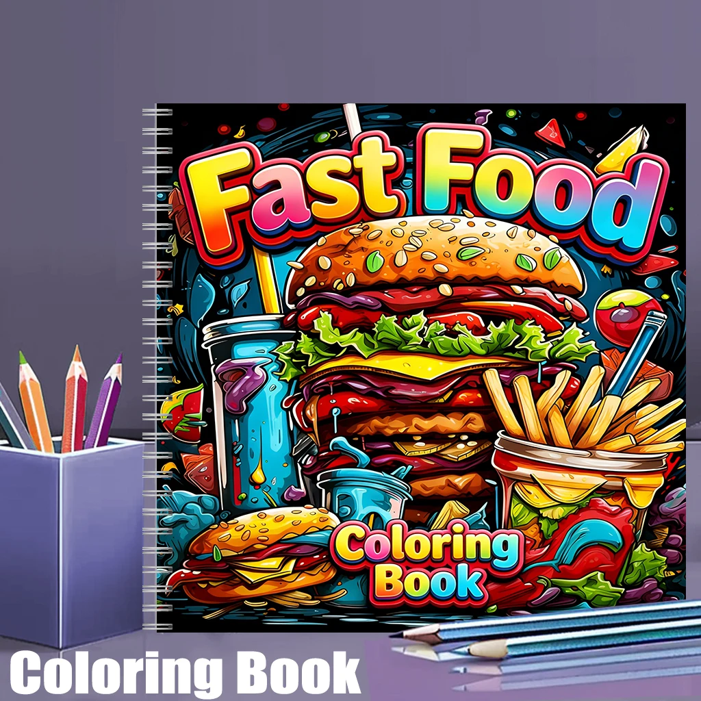 성인을 위한 패스트푸드 색칠책, 귀여운 그림 페이지,  - Food Snacks Coloring Book 리뷰 및 가격
